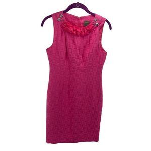 Just Taylor Women's Sheath Dress Mini Sleeveless Flower Rhinestone Pink Size 2
